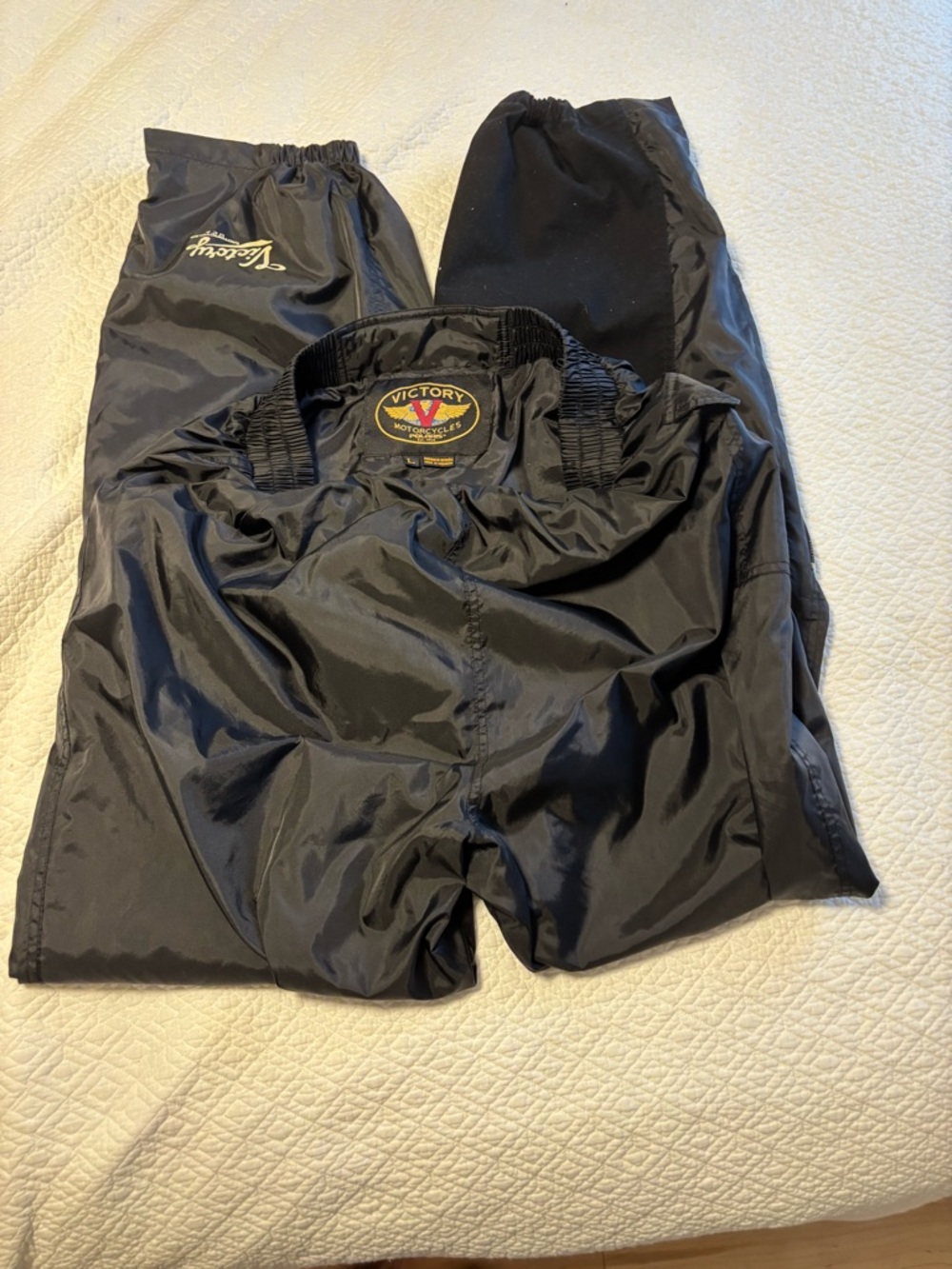 RARE EUC Victory Motorcycles Black Nylon Weatherproof Pants